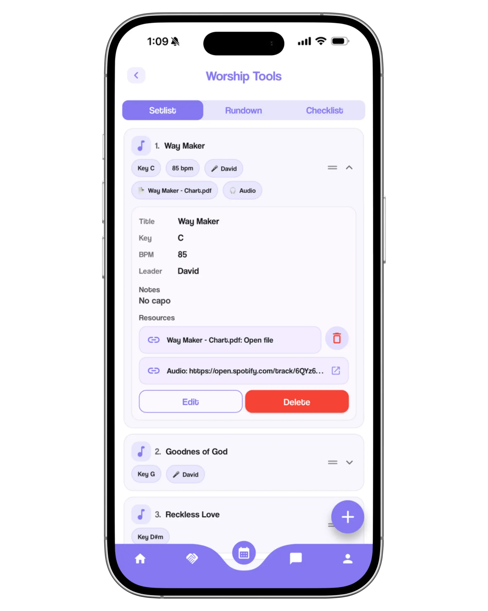 Groups screen in Ministry